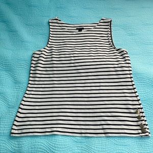 Ann Taylor petite striped top with gold tone buttons on the side